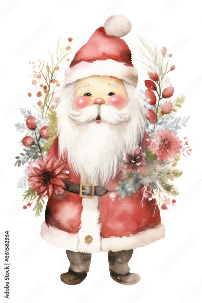 Obraz premium Santa Claus watercolor style isolated on a white background traditional