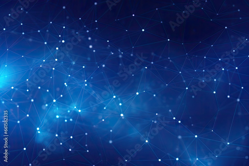 Abstract blue plexus dots and lines connected background wallpaper science