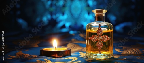 Baptismal oil and cross for Orthodox Christening