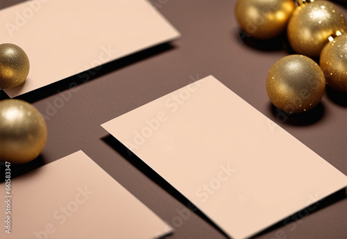 Photo business card mockup New Year's concept. High quality photo.