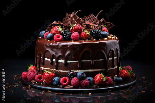 A fresh chocolate cake