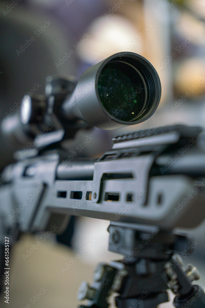 sniper rifle scope close up - obrazy, fototapety, plakaty 