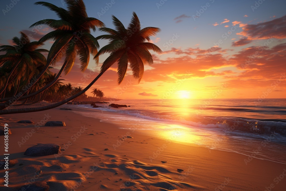 sunset on the beach, Generative AI