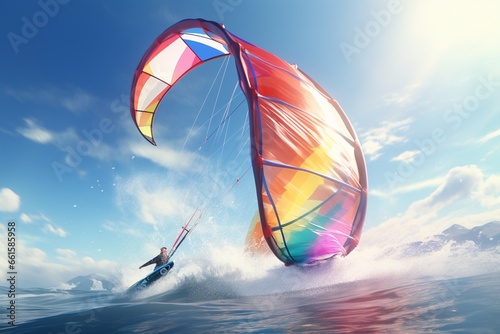 kite surfing in the sea, Generative AI © Nino62