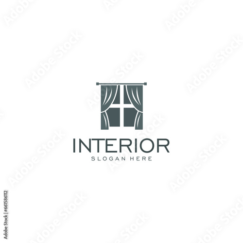 Minimalist interior logo. creative line art style concept for furniture interior template
