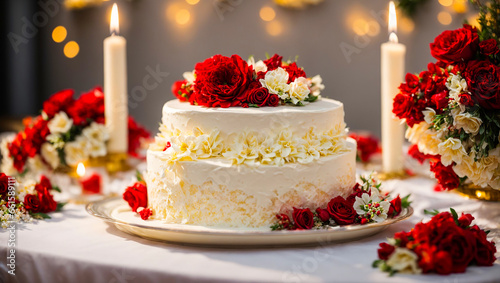 Beautiful multi-tiered wedding cake  flowers