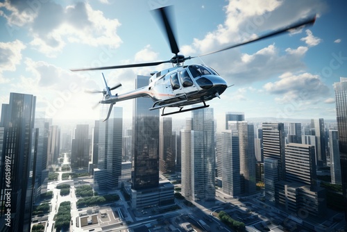 helicopter over city, Generative AI
