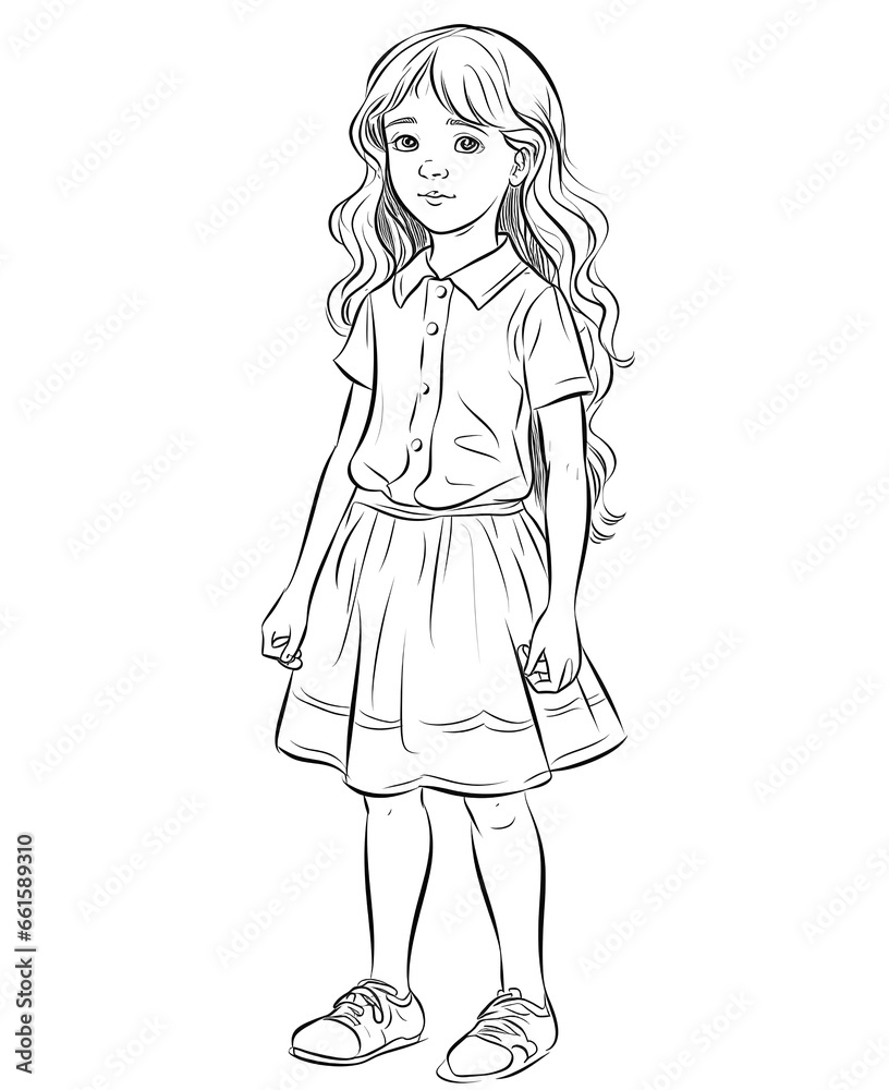 Coloring book for children, girl character.