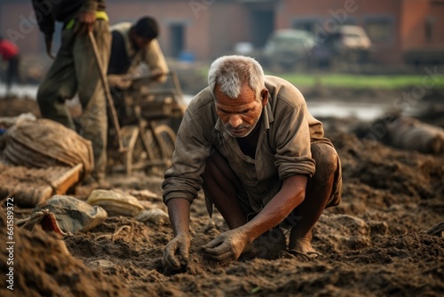 An old farmer working in the farm