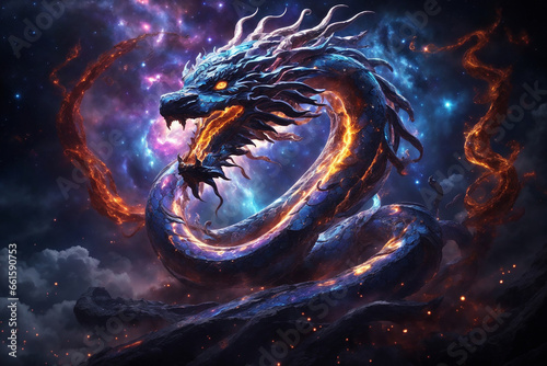 The Legend of Orochi Serpent in the Cosmic Maelstrom © Tharindu