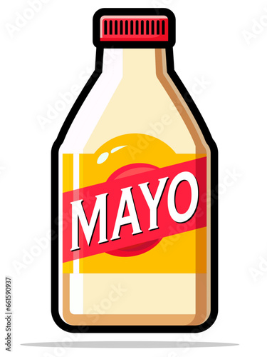 Bottle of mayo with a label featuring bold colors vector illustration, mayonnaise bottle stock vector image