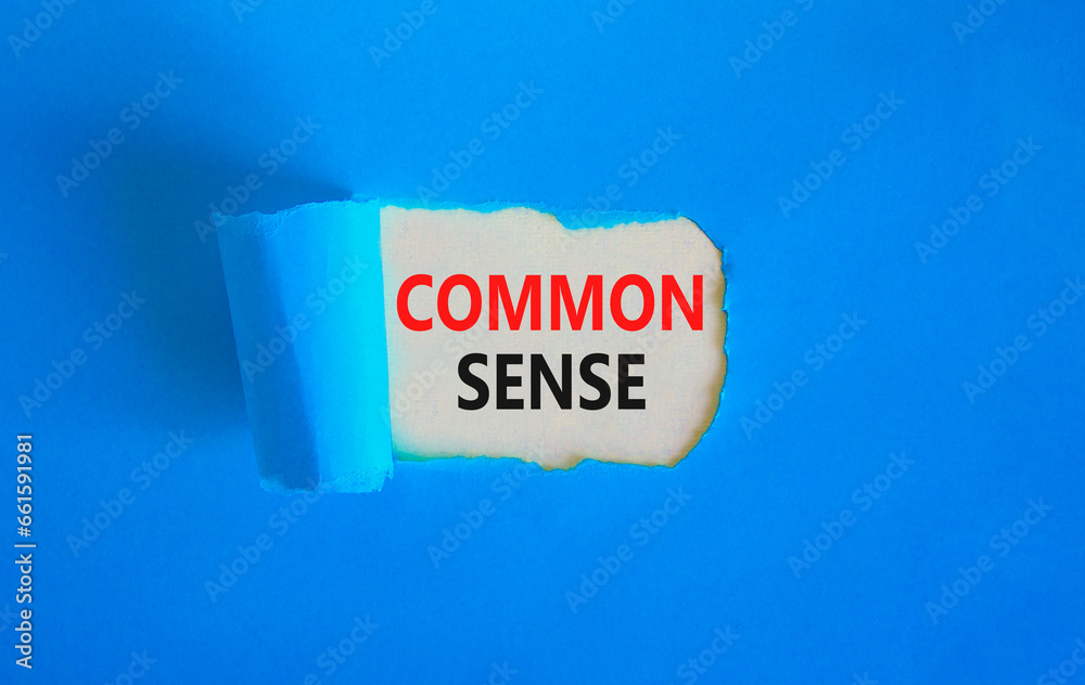 Common sense symbol. Concept words Common sense on beautiful white paper. Beautiful blue table blue background. Business, motivational common sense concept. Copy space. Common sense symbol. Concept words Common sense on beautiful white paper. Beautiful blue table blue background. Business, motivational common sense concept. Copy space.
