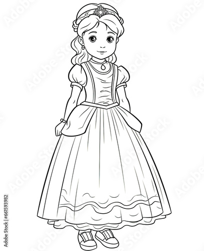 Coloring book for children, princess girl character.