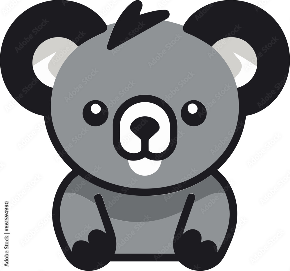 Fototapeta premium Silhouette of a Tree Clinging Koala Geometric Hug Emblem in Black