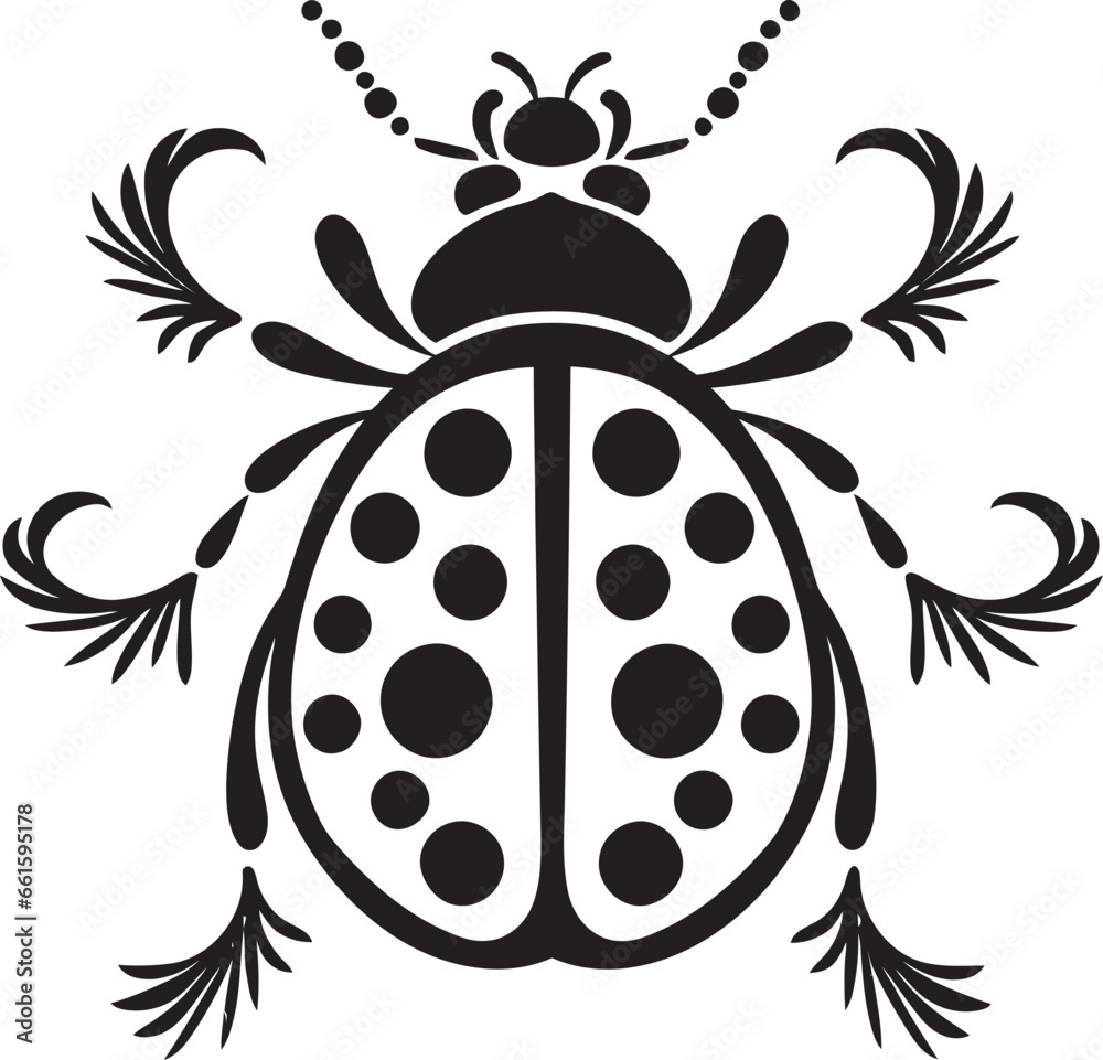 Obraz premium Sleek and Stylish Black Ladybug Emblem Abstract Ladybug Grace in Monochrome