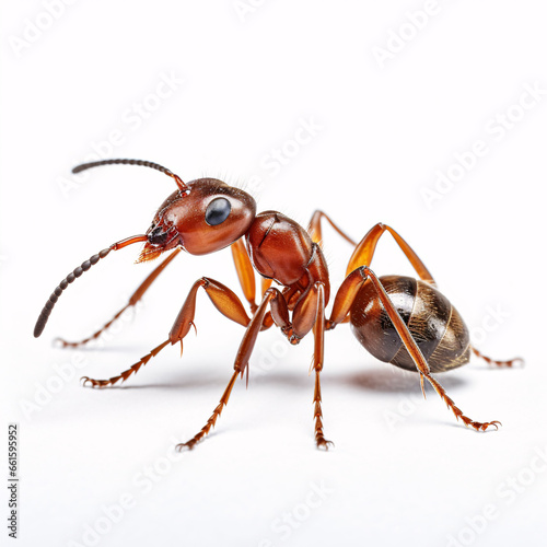 red ant formica rufa on white background 