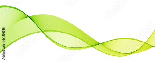 Abstract Design Element Transparent Gradient Green Wave Line Isolated on White Background.