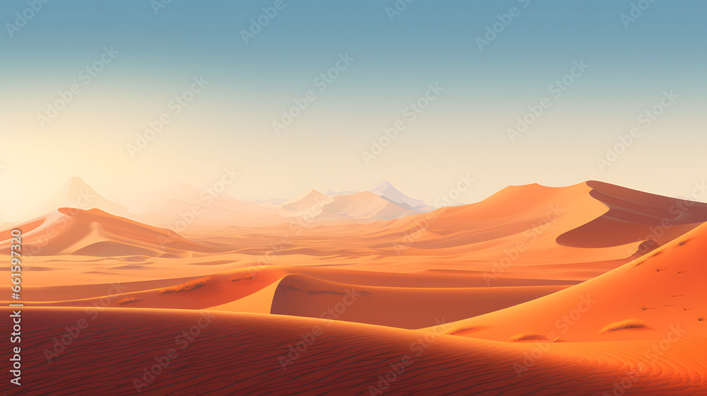 Illustration of African desert landscape - obrazy, fototapety, plakaty 