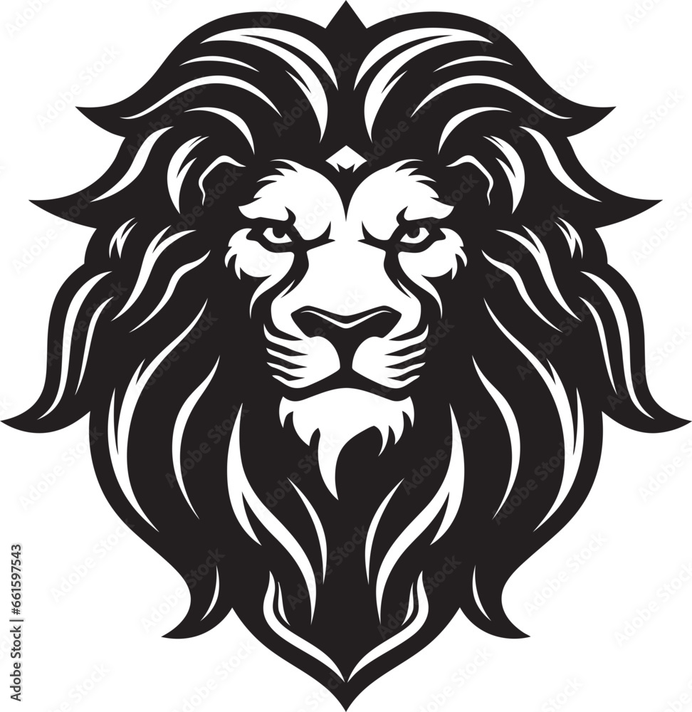 Fototapeta premium Stalking Beauty Black Vector Lion Icon Elegance in the Wild Lion Icon Emblem