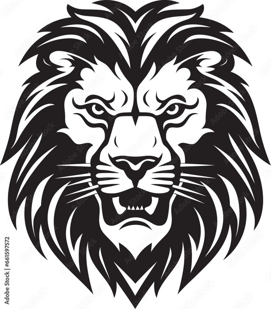 Savage Authority Lion Emblem Logo Design Proud Power Black Lion Icon in Vector