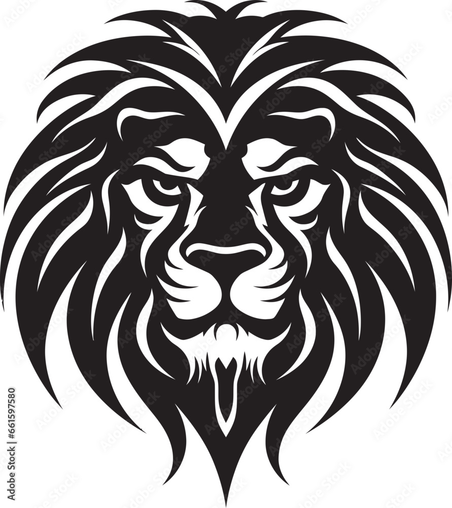 Obraz premium Graceful Dominance Black Lion Emblem Elegance in Motion Lion Icon Design