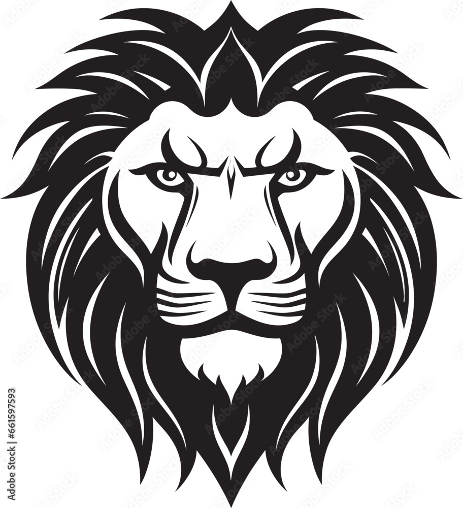 Elegant Hunter Lion Emblem in Vector Savage Beauty Black Lion Logo Icon