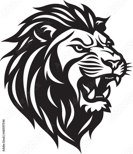 Ferocity Unleashed Black Vector Lion Emblem Regal Elegance Lion Icon Excellence