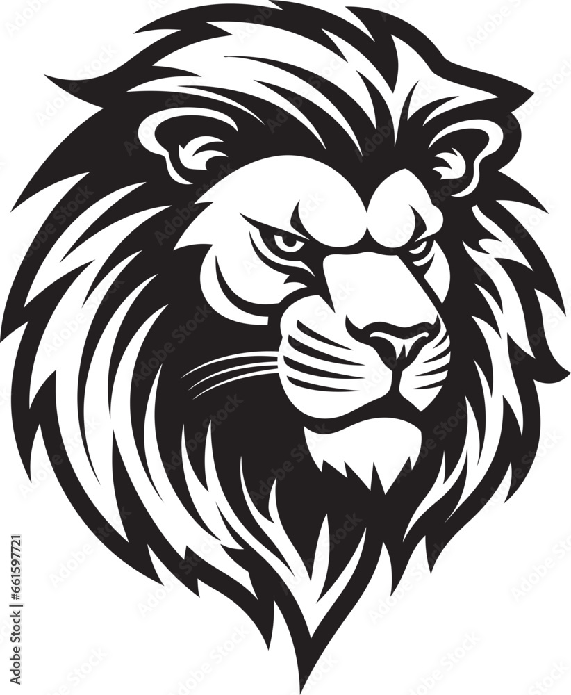 Obraz premium King of the Jungle A Lion Emblem Excellence Ruler of the Pride The Black Lion Icon