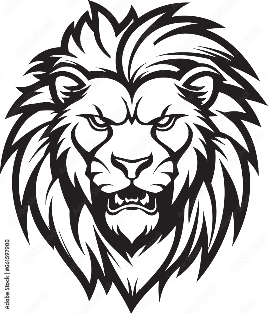 On the Hunt Black Lion Emblem Mastery in Vector Graceful Power The Roaring Majesty of Lion Icon