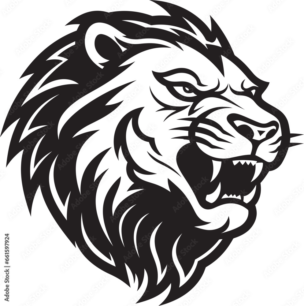 Regal Beauty The Regal Ruler of Black Lion Emblem Stylish Hunter The Fierce Excellence of Lion Icon in Vector