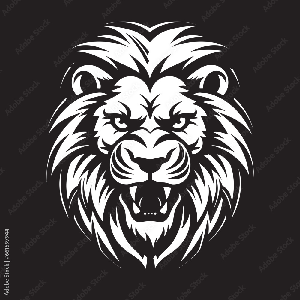 Sleek Sovereign The Elegant Authority of Lion Icon in Vector Prowling Grace The Majestic Mane of Black Vector Lion Emblem