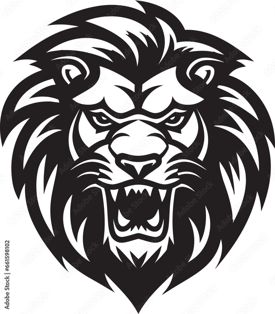 Fototapeta premium Ferocious Majesty Black Lion Emblem The Majesty of Power Prowl in Style Black Lion Icon Emblem The Elegance of the Hunt