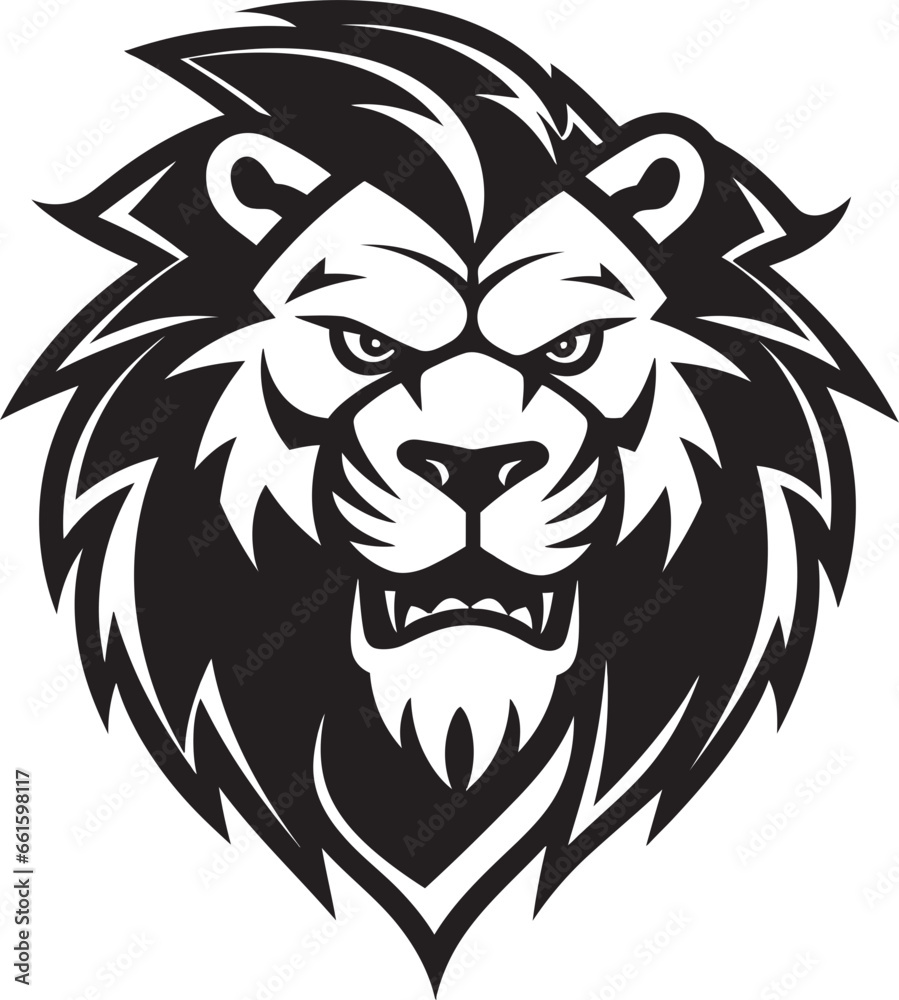 Obraz premium Proud Power Black Vector Lion Logo Excellence The Power of Pride Savage Majesty Black Lion Emblem in Vector The Unrestrained Magnificence