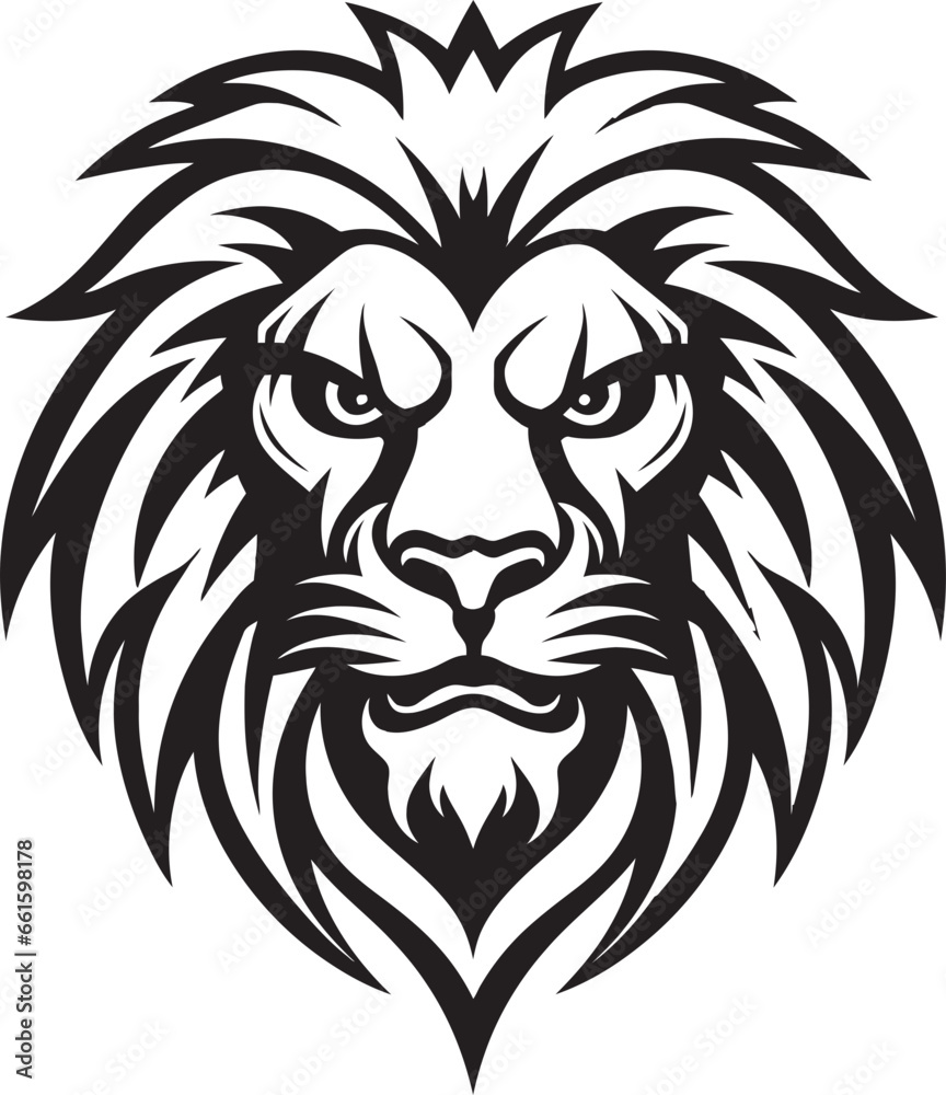 Lions Grace Black Vector Icon Design Wild Monarch Black Lion Symbol in Vector