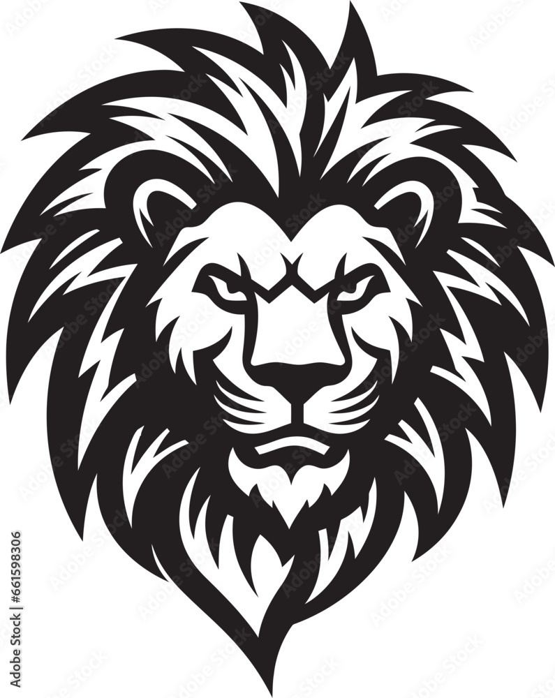 Artistic Dominance Black Lion Emblem Monochrome Monarch Lion Icon in Black