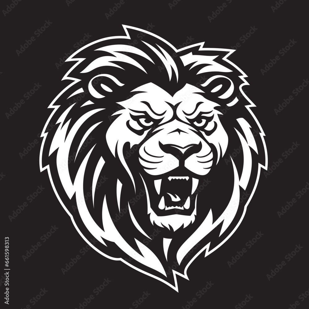 Majestic Midnight Black Vector Lion Design Stealthy Monarch Lion Logo Icon
