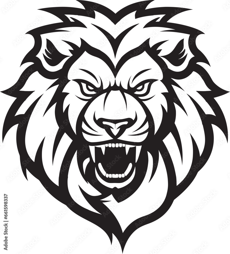 Fierce Feline Vector Lion Symbol Blackened Grace Lion Icon in Vector