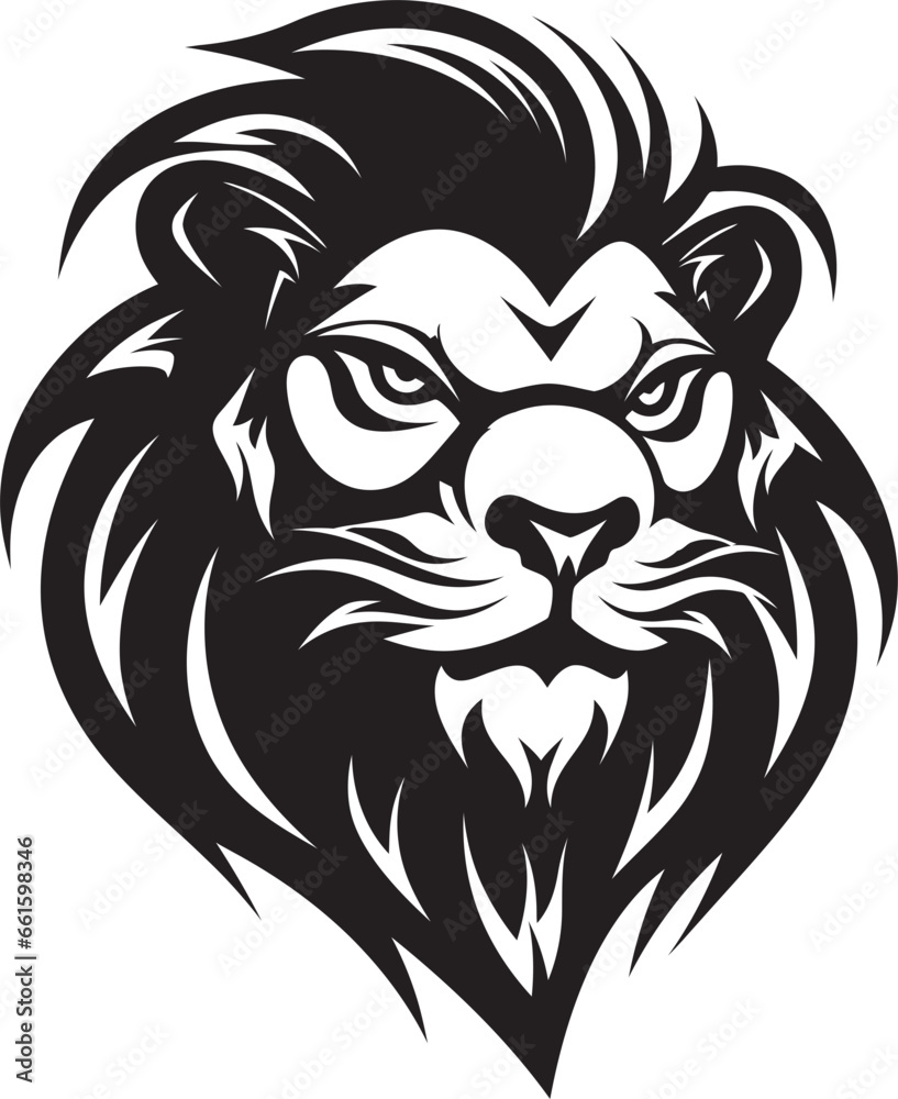 Mystical Monarch Black Lion Insignia Lions Vigilance Vector Heraldry in Black