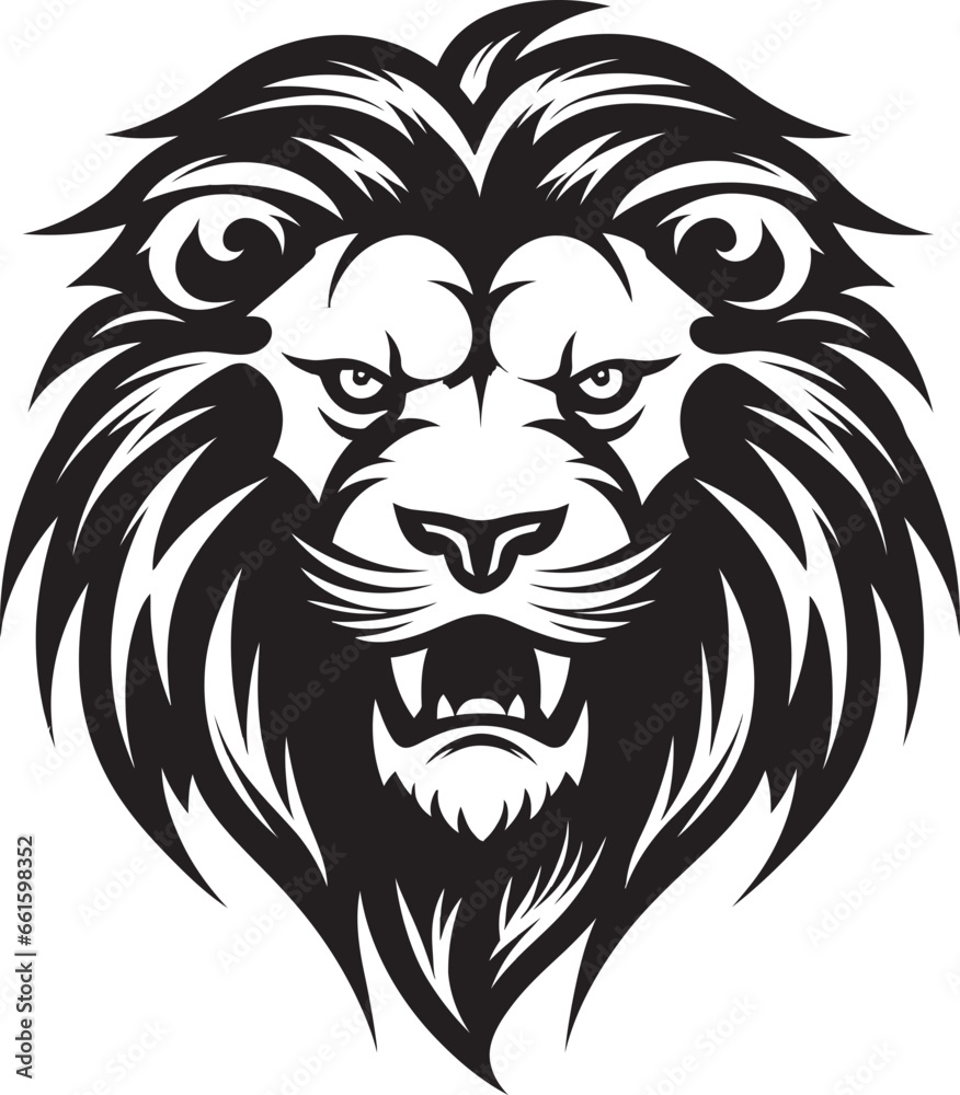Enigmatic Strength Vector Lion Emblem Majestic Obsidian Lion Logo in Vector