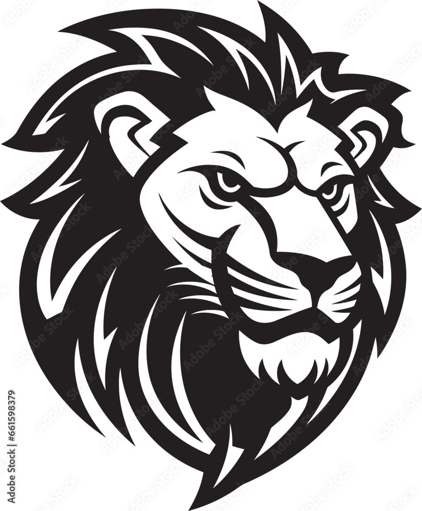 Fierce and Bold Black Lion Vector Logo Icon Savage Majesty A Black Lion in Vector Form