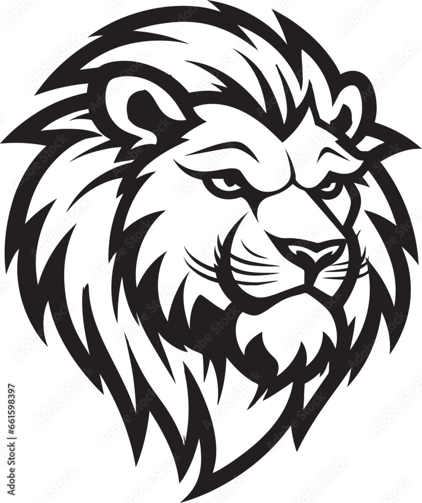 Obraz premium Midnight King Black Lion Icon in Vector Vector Mane The Graceful Black Lion Logo
