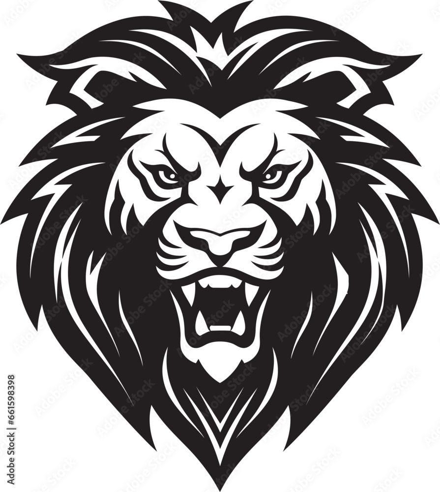 Sculpted Strength A Black Lion in Vector Art Shadowed Sovereign A Vector Lion Emblem