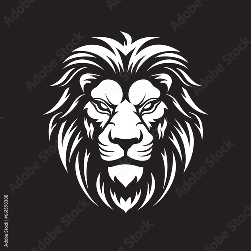 Lion Emblem Elegance in Monochrome Vector Design Ink Black Lion A Symbol of Strength and Grace © BABBAN