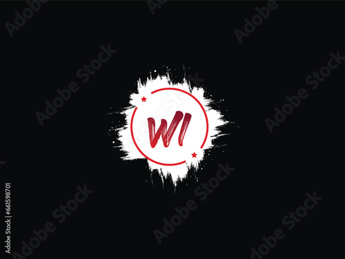 Calligraphy WI Letter Logo, Brush WI Modern Luxury Logo