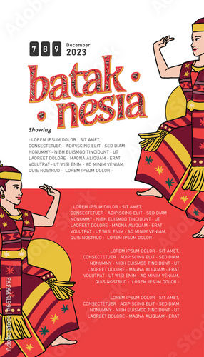 Vintage Indonesia Bataknese design layout idea for social media or event poster