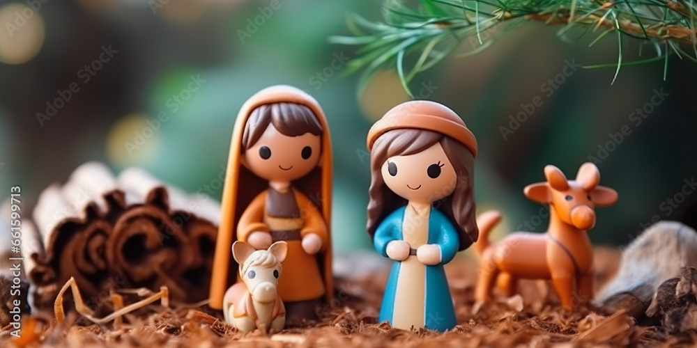 Christmas nativity toy figures, shepherds and animals Christmas nativity toy figures, shepherds and animals