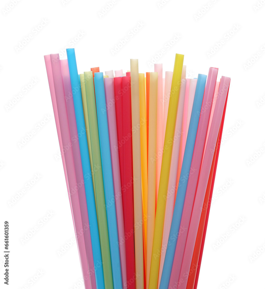 Group colorful plastic drinking straw isolated on white, clipping path
Group colorful plastic drinking straw isolated on white, clipping path