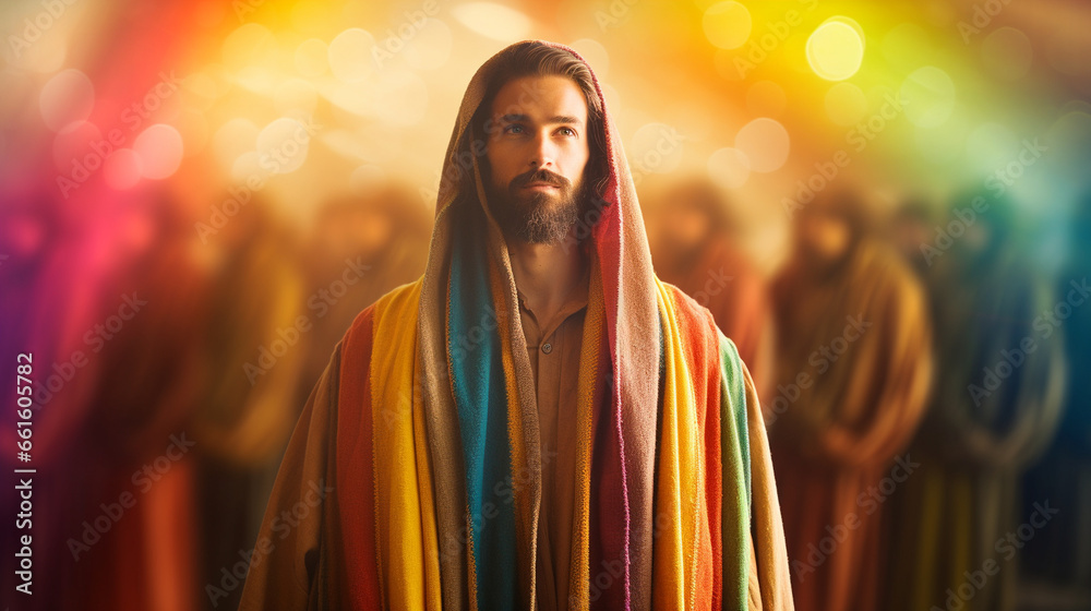 Joseph's coat of many colors, Biblical characters, blurred background - obrazy, fototapety, plakaty 