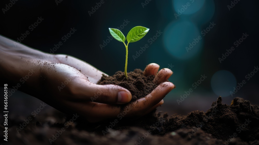 plant in hand - generative ai plant in hand - generative ai