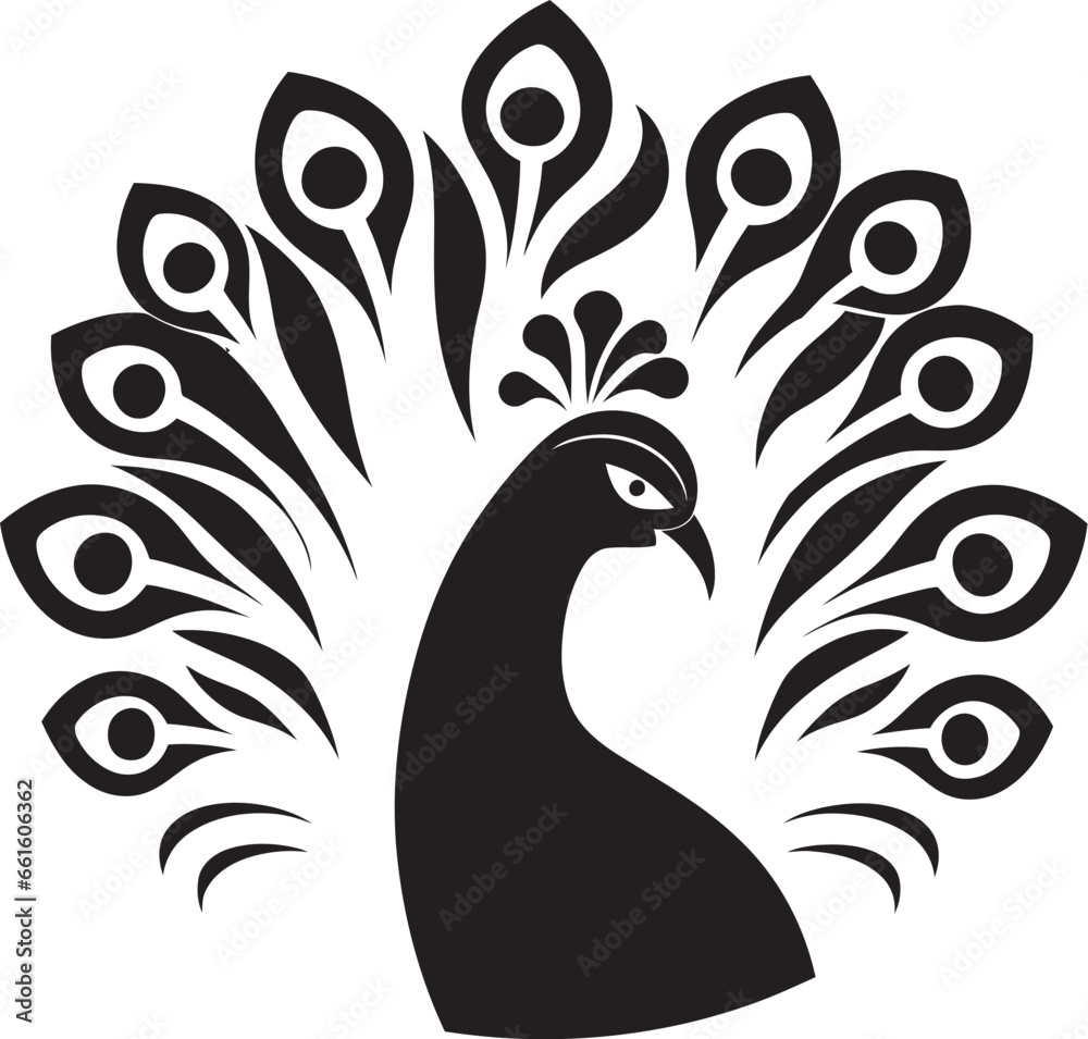 Feathered Finesse Peacock Logo in Vector Elegant Reverie Black Vector Emblem Feathered Finesse Peacock Logo in Vector Elegant Reverie Black Vector Emblem